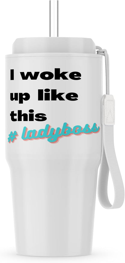 Image of quote I woke up like this ladyboss, 40oz Tumbler