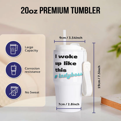 Image of quote I woke up like this ladyboss, 40oz Tumbler