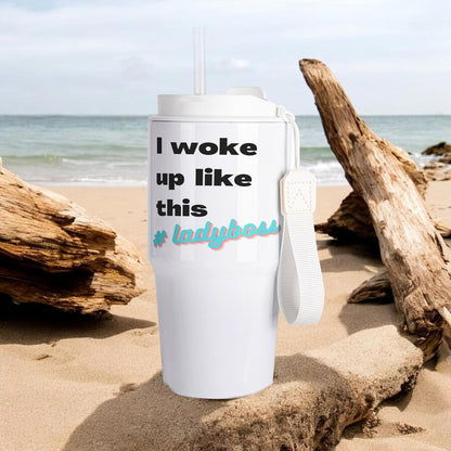 Image of quote I woke up like this ladyboss, 40oz Tumbler