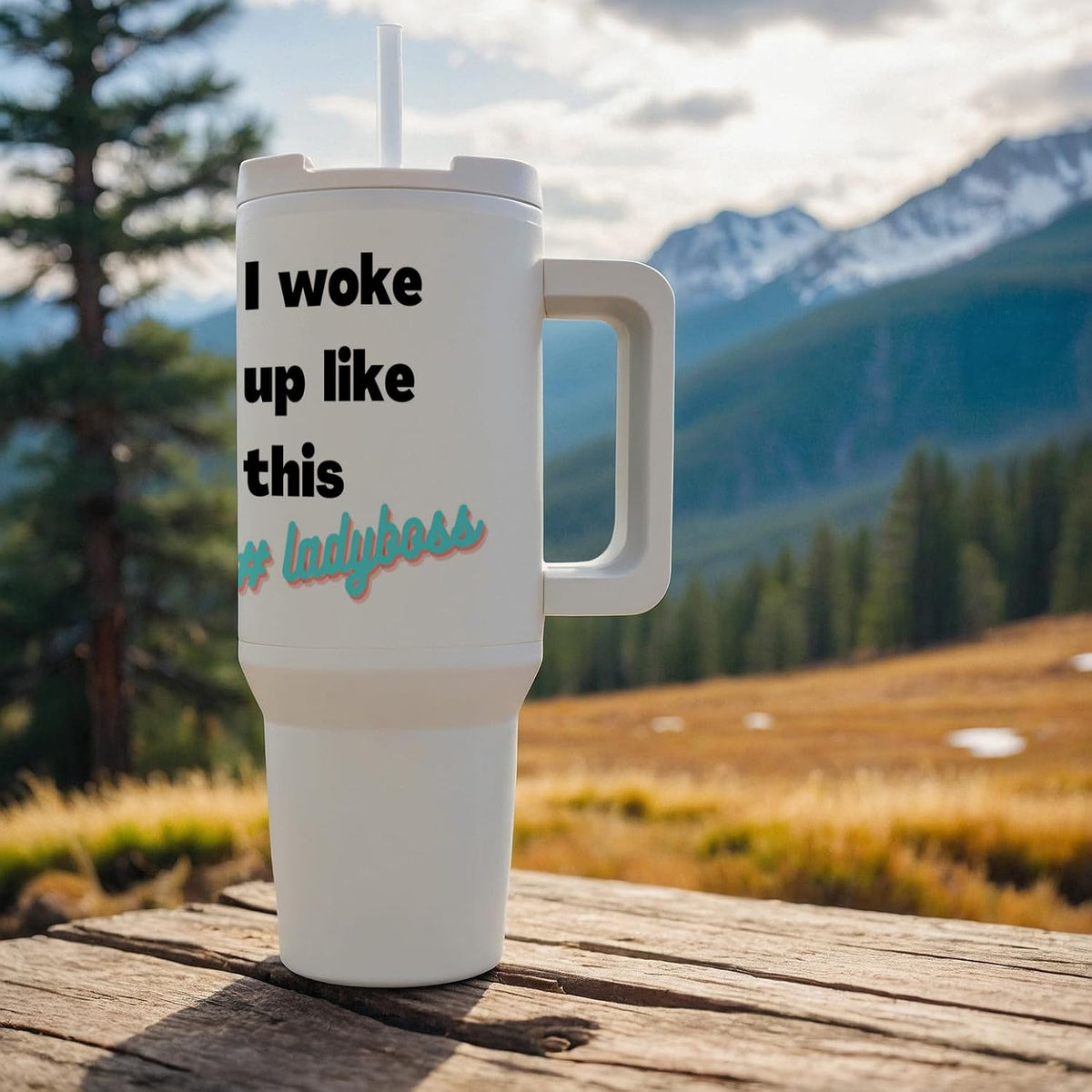 Image of quote I woke up like this ladyboss, 40oz Tumbler