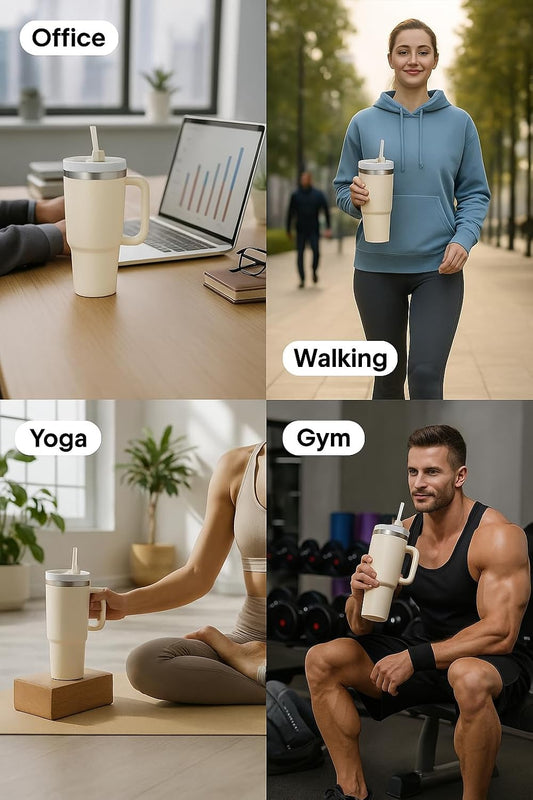 40 oz Tumbler with Handle and Straw | Insulated Stainless Steel Travel Mug with Leak Proof Lid | Cup Holder Friendly | BPA Free | Keeps Cold 12 Hours Hot 8 Hours