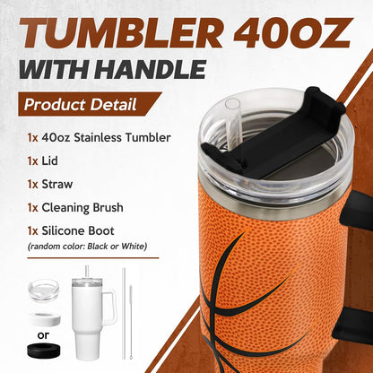 American Flag Tumbler with Handle, America 40oz Stainless Steel Insulated Coffee Mug with Lid & Straw, America Gifts for Men Women, USA Tumblers Cup Gift for Christmas