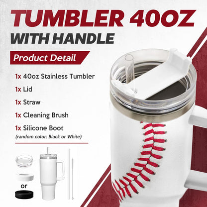 American Flag Tumbler with Handle, America 40oz Stainless Steel Insulated Coffee Mug with Lid & Straw, America Gifts for Men Women, USA Tumblers Cup Gift for Christmas