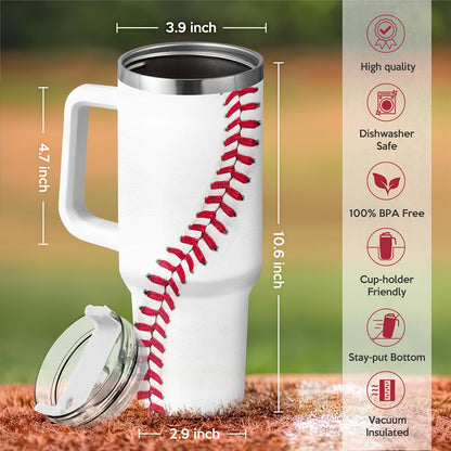 American Flag Tumbler with Handle, America 40oz Stainless Steel Insulated Coffee Mug with Lid & Straw, America Gifts for Men Women, USA Tumblers Cup Gift for Christmas