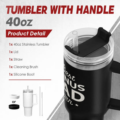 American Flag Tumbler with Handle, America 40oz Stainless Steel Insulated Coffee Mug with Lid & Straw, America Gifts for Men Women, USA Tumblers Cup Gift for Christmas