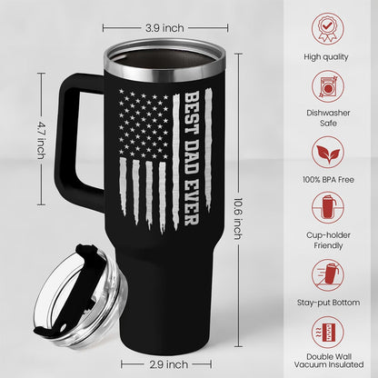 American Flag Tumbler with Handle, America 40oz Stainless Steel Insulated Coffee Mug with Lid & Straw, America Gifts for Men Women, USA Tumblers Cup Gift for Christmas