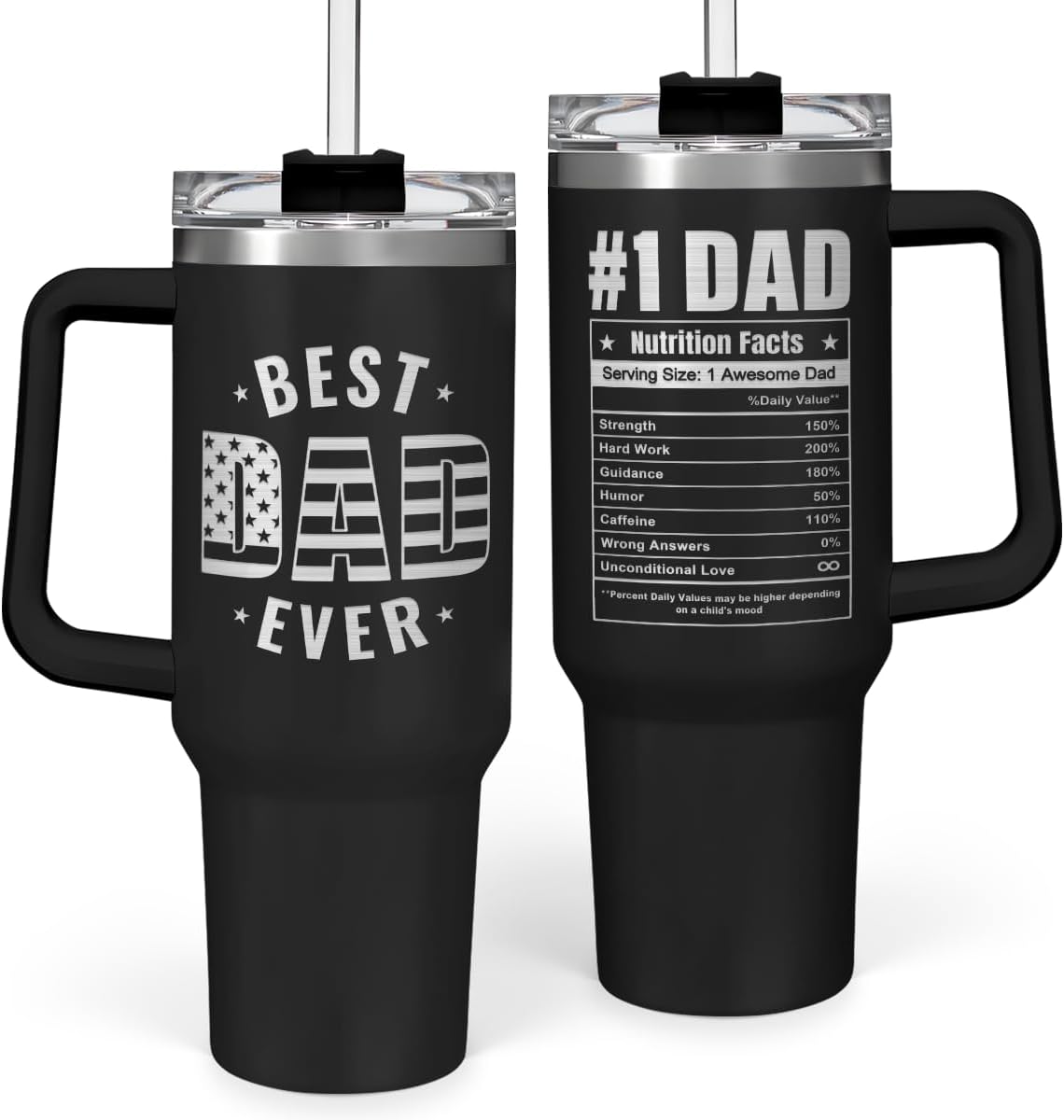 American Flag Tumbler with Handle, America 40oz Stainless Steel Insulated Coffee Mug with Lid & Straw, America Gifts for Men Women, USA Tumblers Cup Gift for Christmas