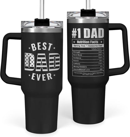 American Flag Tumbler with Handle, America 40oz Stainless Steel Insulated Coffee Mug with Lid & Straw, America Gifts for Men Women, USA Tumblers Cup Gift for Christmas