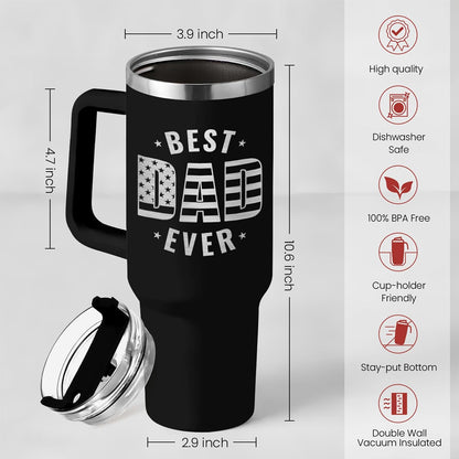 American Flag Tumbler with Handle, America 40oz Stainless Steel Insulated Coffee Mug with Lid & Straw, America Gifts for Men Women, USA Tumblers Cup Gift for Christmas
