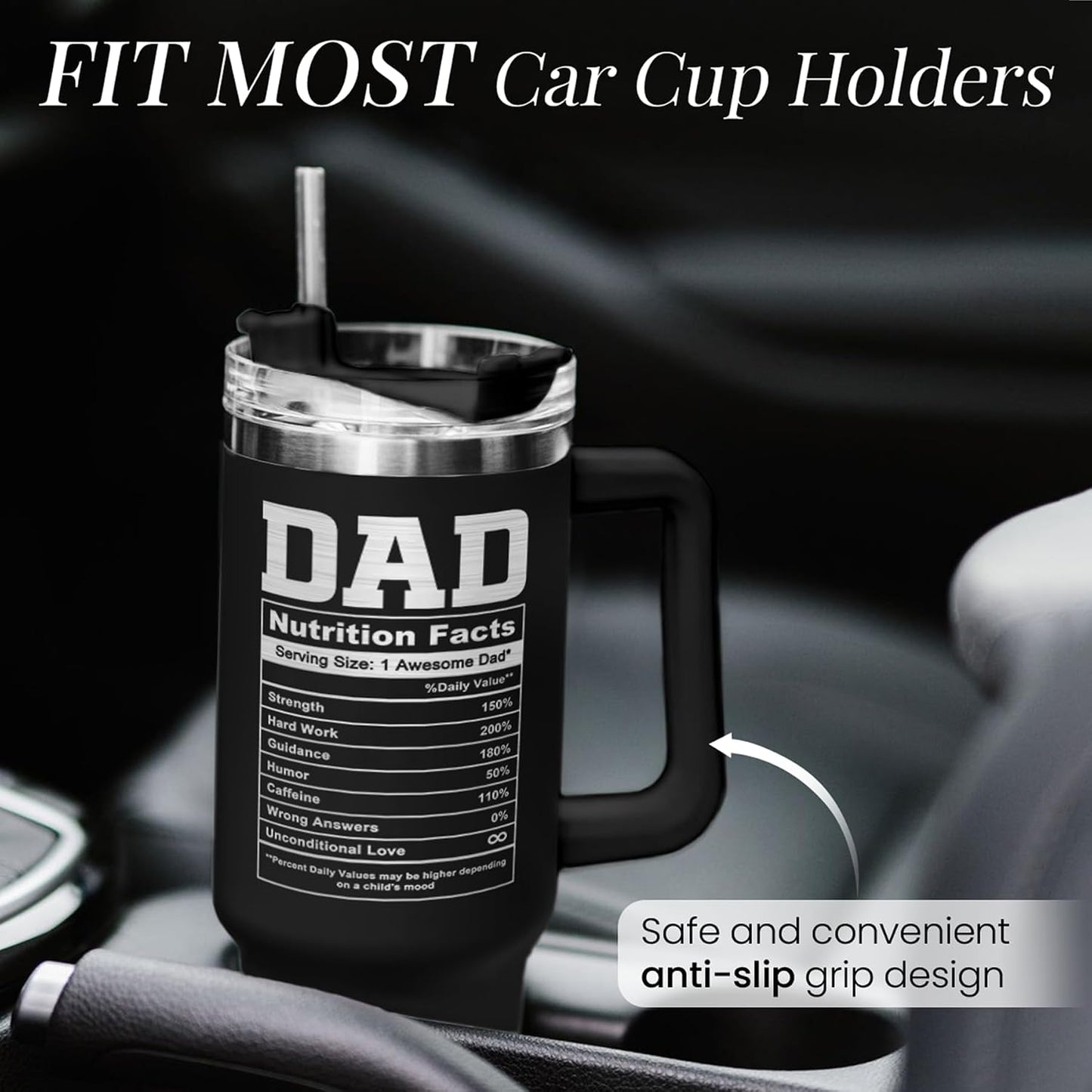 American Flag Tumbler with Handle, America 40oz Stainless Steel Insulated Coffee Mug with Lid & Straw, America Gifts for Men Women, USA Tumblers Cup Gift for Christmas