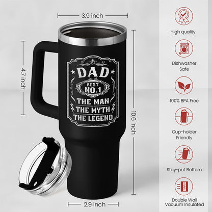 American Flag Tumbler with Handle, America 40oz Stainless Steel Insulated Coffee Mug with Lid & Straw, America Gifts for Men Women, USA Tumblers Cup Gift for Christmas