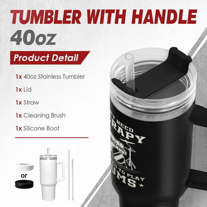 American Flag Tumbler with Handle, America 40oz Stainless Steel Insulated Coffee Mug with Lid & Straw, America Gifts for Men Women, USA Tumblers Cup Gift for Christmas