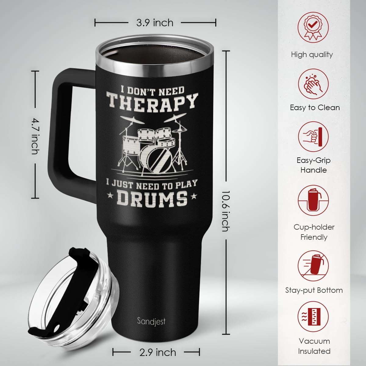 American Flag Tumbler with Handle, America 40oz Stainless Steel Insulated Coffee Mug with Lid & Straw, America Gifts for Men Women, USA Tumblers Cup Gift for Christmas