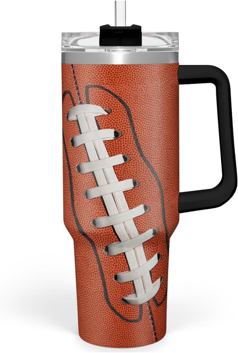 American Flag Tumbler with Handle, America 40oz Stainless Steel Insulated Coffee Mug with Lid & Straw, America Gifts for Men Women, USA Tumblers Cup Gift for Christmas