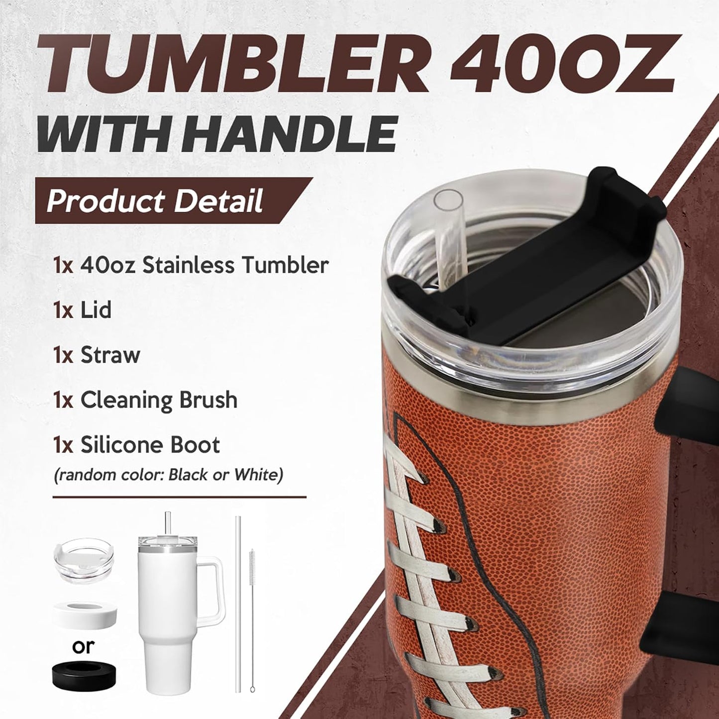American Flag Tumbler with Handle, America 40oz Stainless Steel Insulated Coffee Mug with Lid & Straw, America Gifts for Men Women, USA Tumblers Cup Gift for Christmas