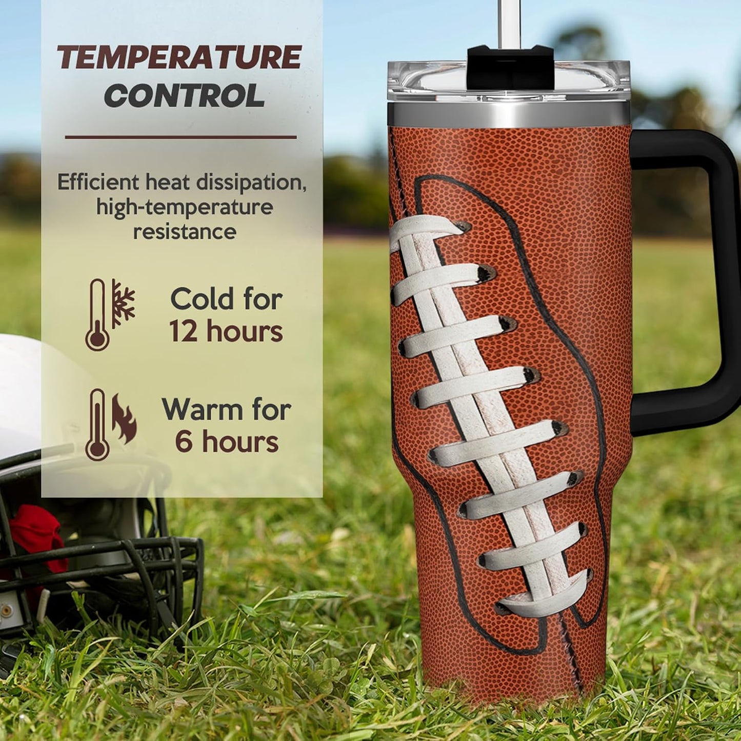 American Flag Tumbler with Handle, America 40oz Stainless Steel Insulated Coffee Mug with Lid & Straw, America Gifts for Men Women, USA Tumblers Cup Gift for Christmas