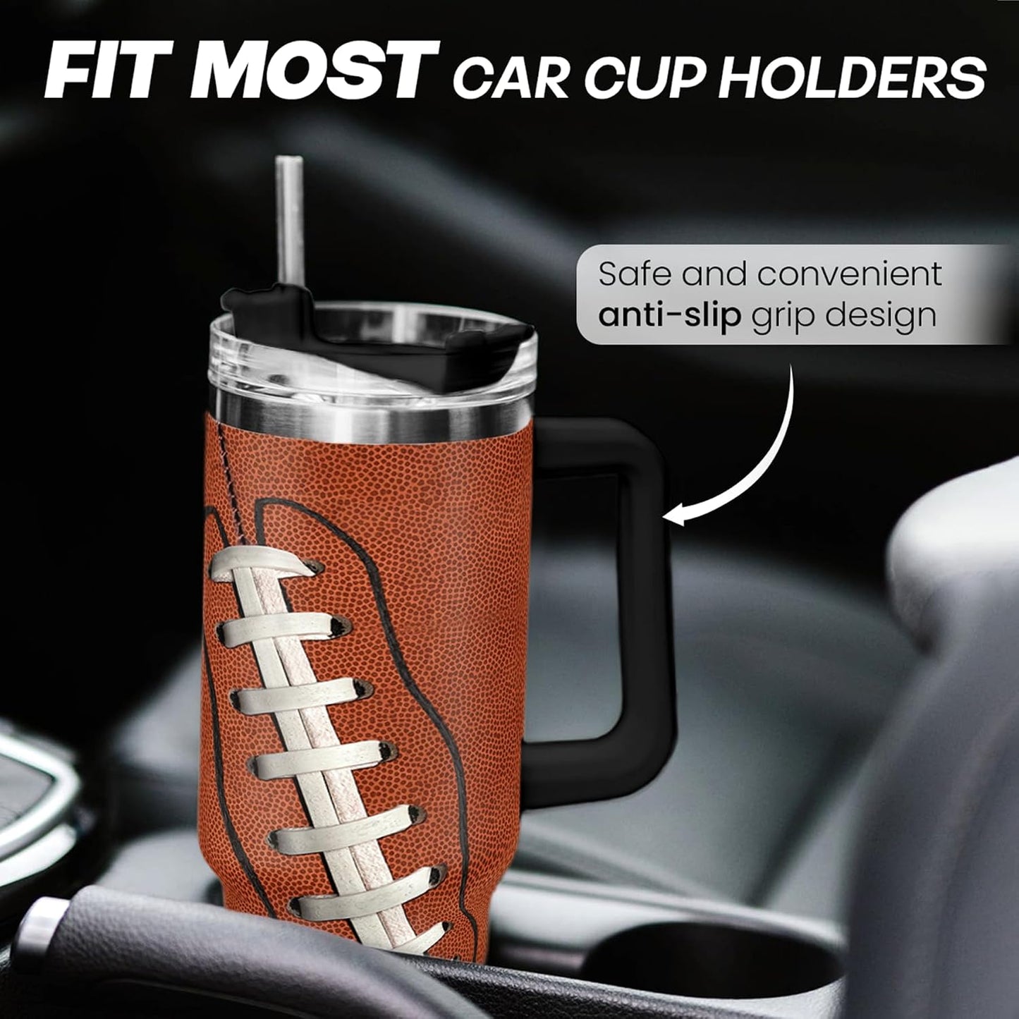 American Flag Tumbler with Handle, America 40oz Stainless Steel Insulated Coffee Mug with Lid & Straw, America Gifts for Men Women, USA Tumblers Cup Gift for Christmas
