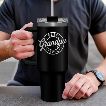 American Flag Tumbler with Handle, America 40oz Stainless Steel Insulated Coffee Mug with Lid & Straw, America Gifts for Men Women, USA Tumblers Cup Gift for Christmas