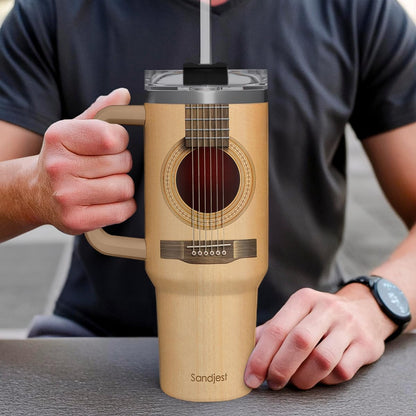 American Flag Tumbler with Handle, America 40oz Stainless Steel Insulated Coffee Mug with Lid & Straw, America Gifts for Men Women, USA Tumblers Cup Gift for Christmas