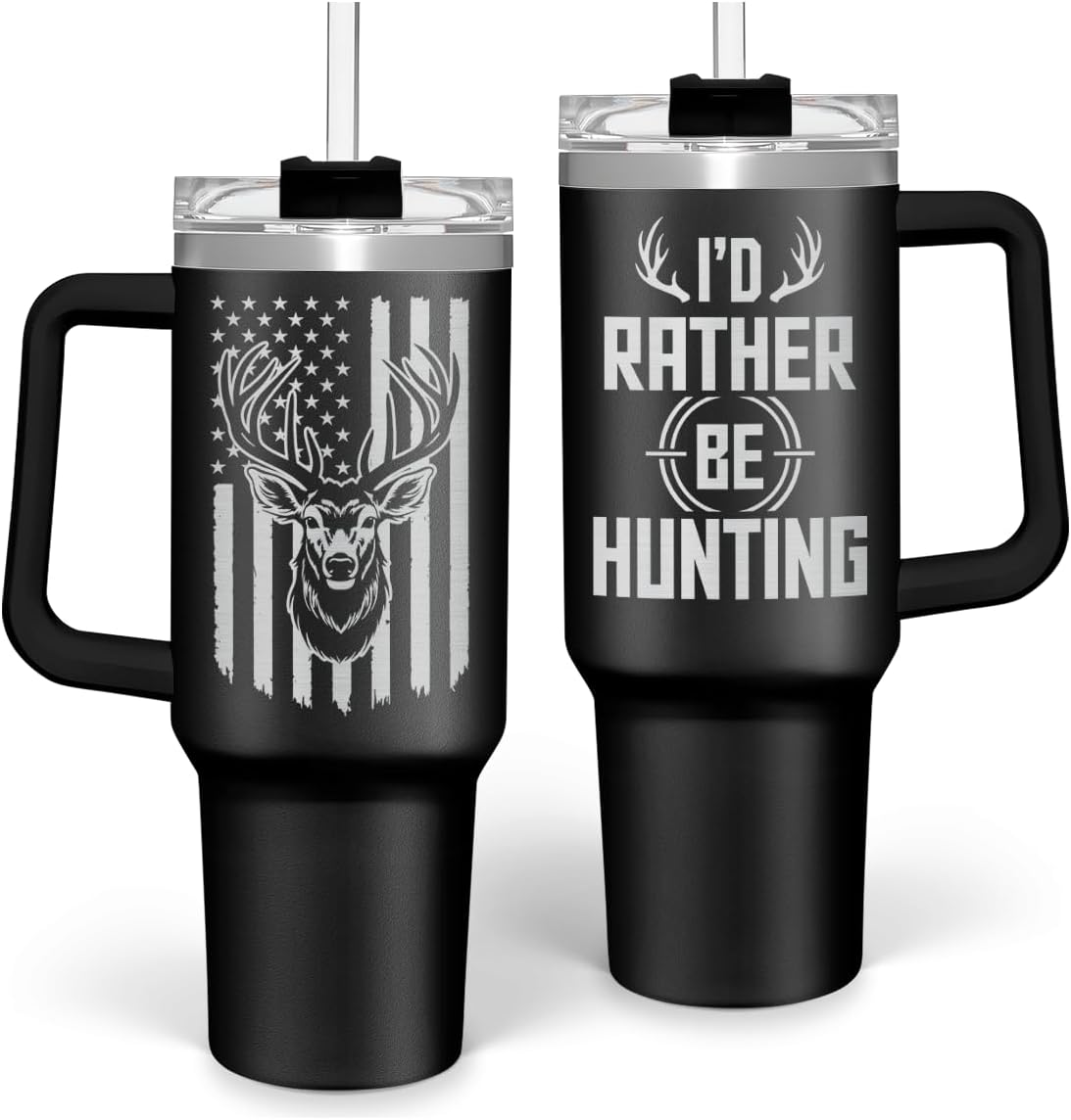 American Flag Tumbler with Handle, America 40oz Stainless Steel Insulated Coffee Mug with Lid & Straw, America Gifts for Men Women, USA Tumblers Cup Gift for Christmas