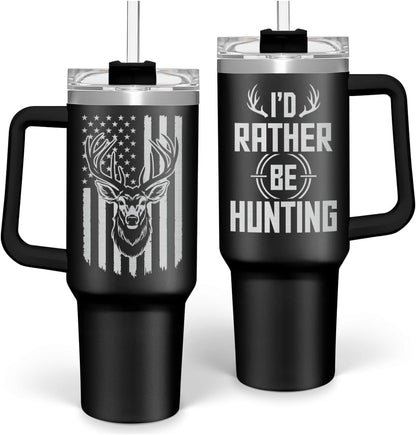 American Flag Tumbler with Handle, America 40oz Stainless Steel Insulated Coffee Mug with Lid & Straw, America Gifts for Men Women, USA Tumblers Cup Gift for Christmas
