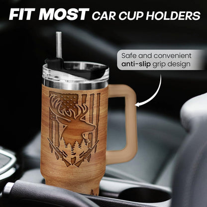 American Flag Tumbler with Handle, America 40oz Stainless Steel Insulated Coffee Mug with Lid & Straw, America Gifts for Men Women, USA Tumblers Cup Gift for Christmas