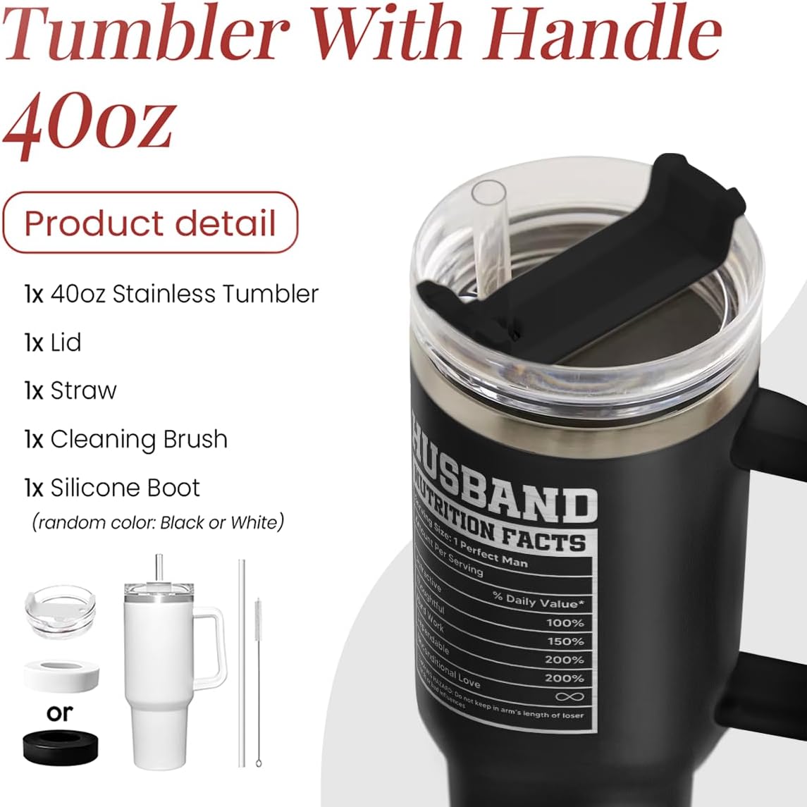 American Flag Tumbler with Handle, America 40oz Stainless Steel Insulated Coffee Mug with Lid & Straw, America Gifts for Men Women, USA Tumblers Cup Gift for Christmas