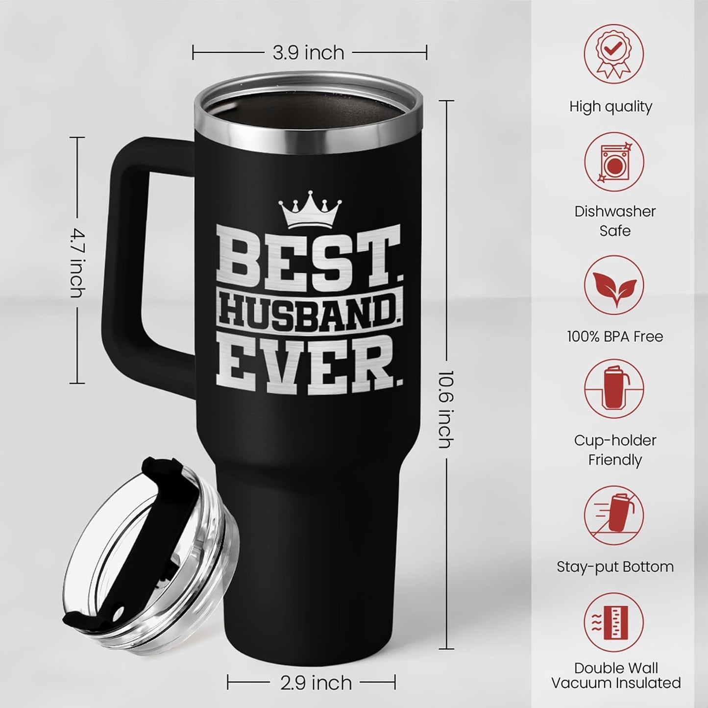 American Flag Tumbler with Handle, America 40oz Stainless Steel Insulated Coffee Mug with Lid & Straw, America Gifts for Men Women, USA Tumblers Cup Gift for Christmas