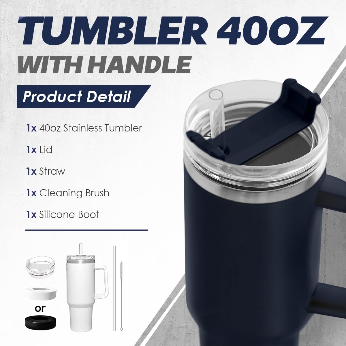 American Flag Tumbler with Handle, America 40oz Stainless Steel Insulated Coffee Mug with Lid & Straw, America Gifts for Men Women, USA Tumblers Cup Gift for Christmas