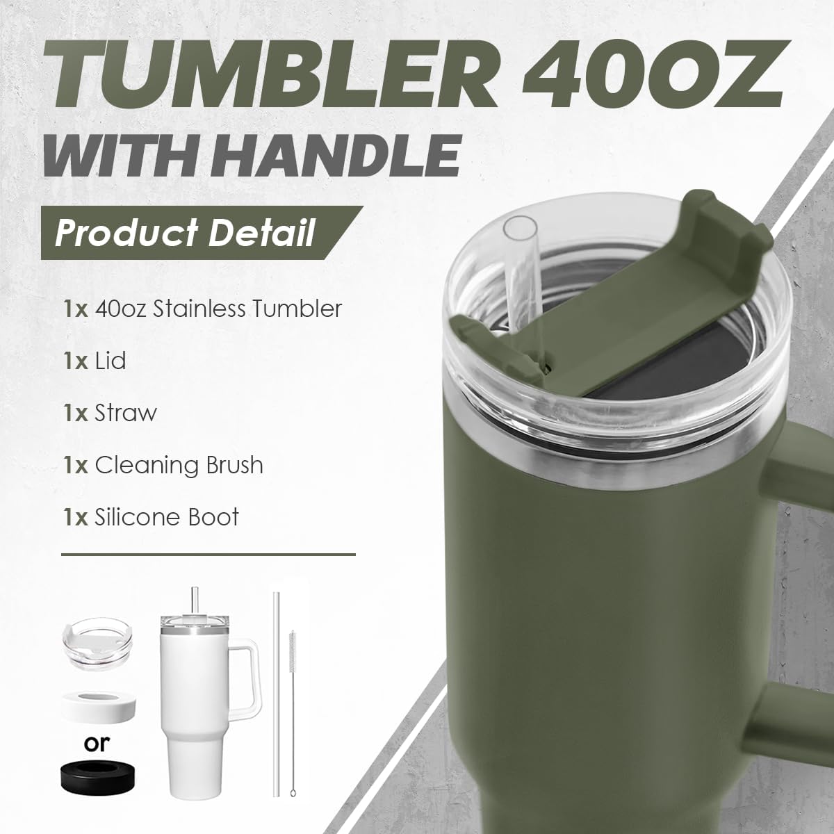 American Flag Tumbler with Handle, America 40oz Stainless Steel Insulated Coffee Mug with Lid & Straw, America Gifts for Men Women, USA Tumblers Cup Gift for Christmas