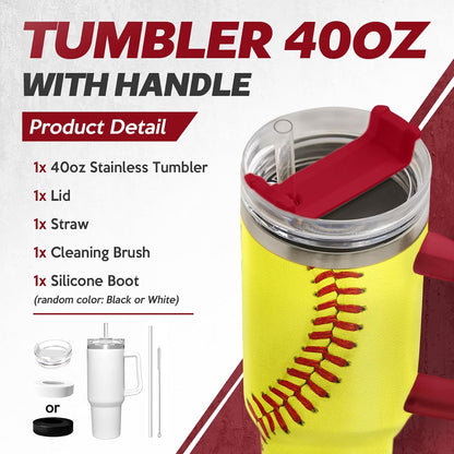American Flag Tumbler with Handle, America 40oz Stainless Steel Insulated Coffee Mug with Lid & Straw, America Gifts for Men Women, USA Tumblers Cup Gift for Christmas