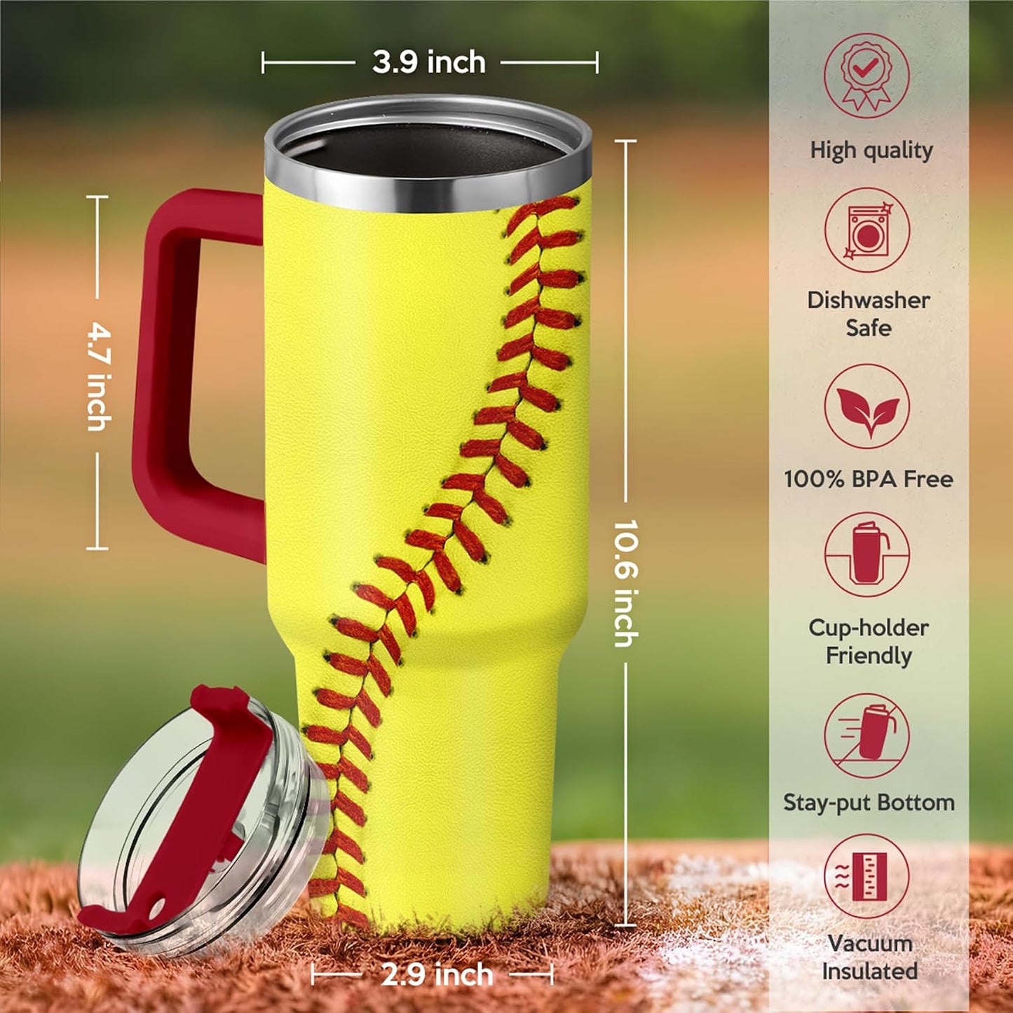 American Flag Tumbler with Handle, America 40oz Stainless Steel Insulated Coffee Mug with Lid & Straw, America Gifts for Men Women, USA Tumblers Cup Gift for Christmas