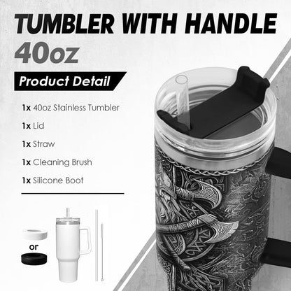 American Flag Tumbler with Handle, America 40oz Stainless Steel Insulated Coffee Mug with Lid & Straw, America Gifts for Men Women, USA Tumblers Cup Gift for Christmas