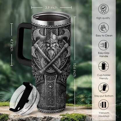 American Flag Tumbler with Handle, America 40oz Stainless Steel Insulated Coffee Mug with Lid & Straw, America Gifts for Men Women, USA Tumblers Cup Gift for Christmas