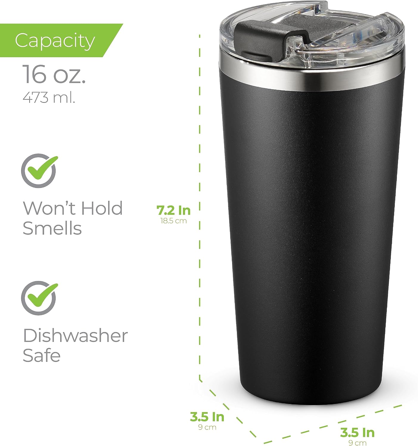 ™ 16 oz Insulated Coffee Tumbler with Leakproof Lid – Stainless Steel, Vacuum Insulated – Keeps Drinks Hot or Cold for Hours – Cupholder Friendly Travel Mug – Purple