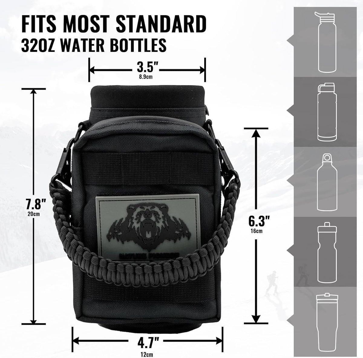 32 64 128oz Tactical Water Bottle Pouch, MOLLE Bottle Holder