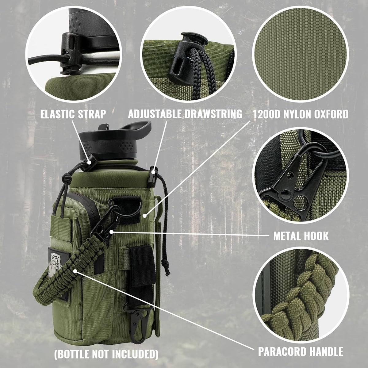 32 64 128oz Tactical Water Bottle Pouch, MOLLE Bottle Holder