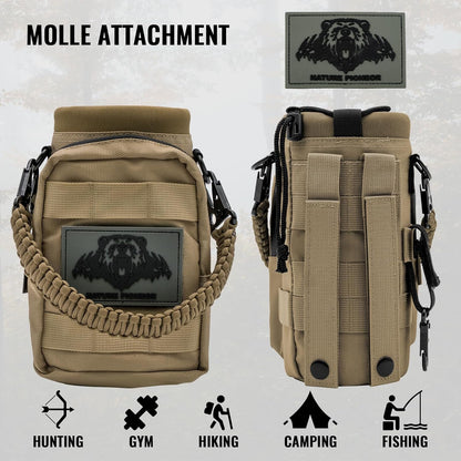 32 64 128oz Tactical Water Bottle Pouch, MOLLE Bottle Holder