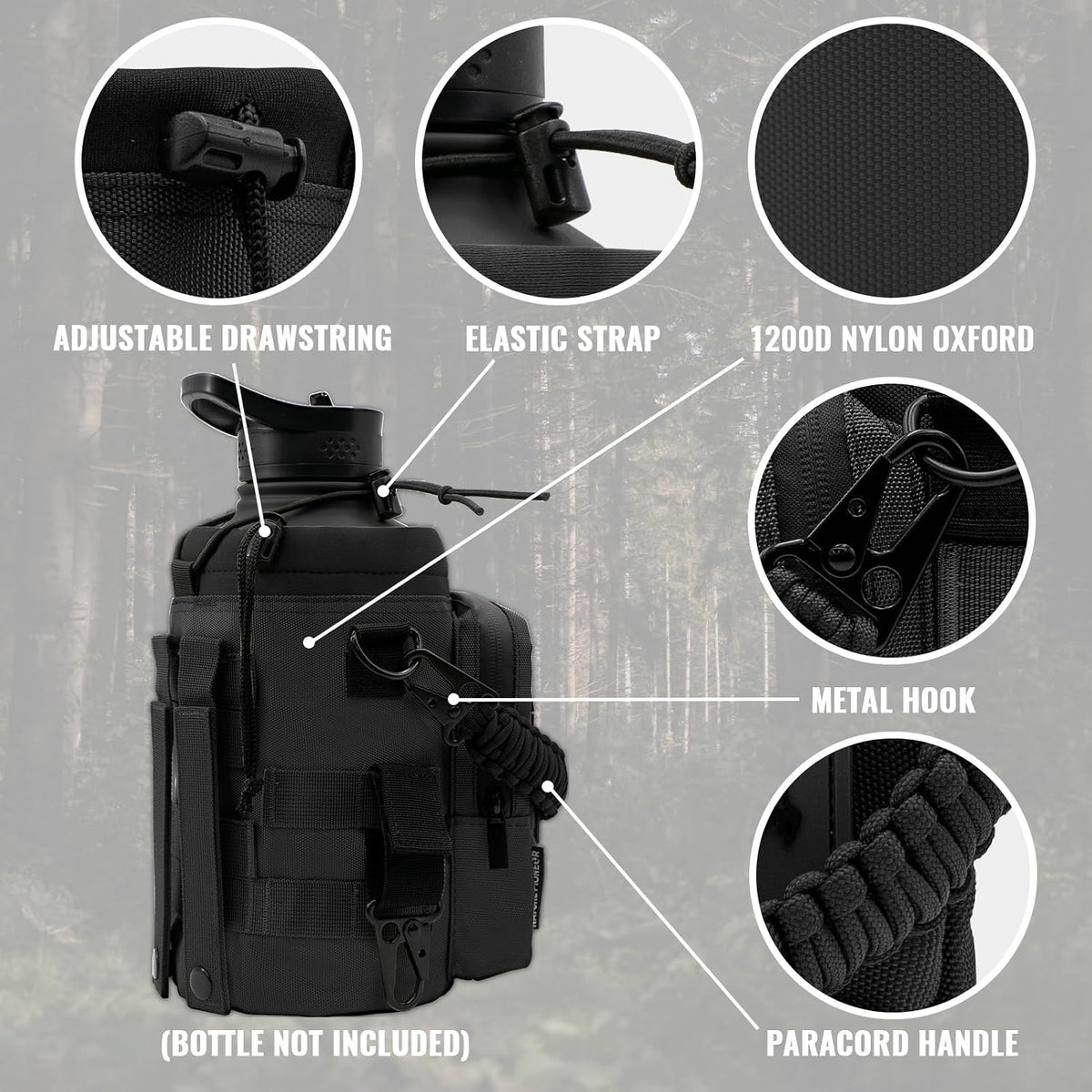 32 64 128oz Tactical Water Bottle Pouch, MOLLE Bottle Holder