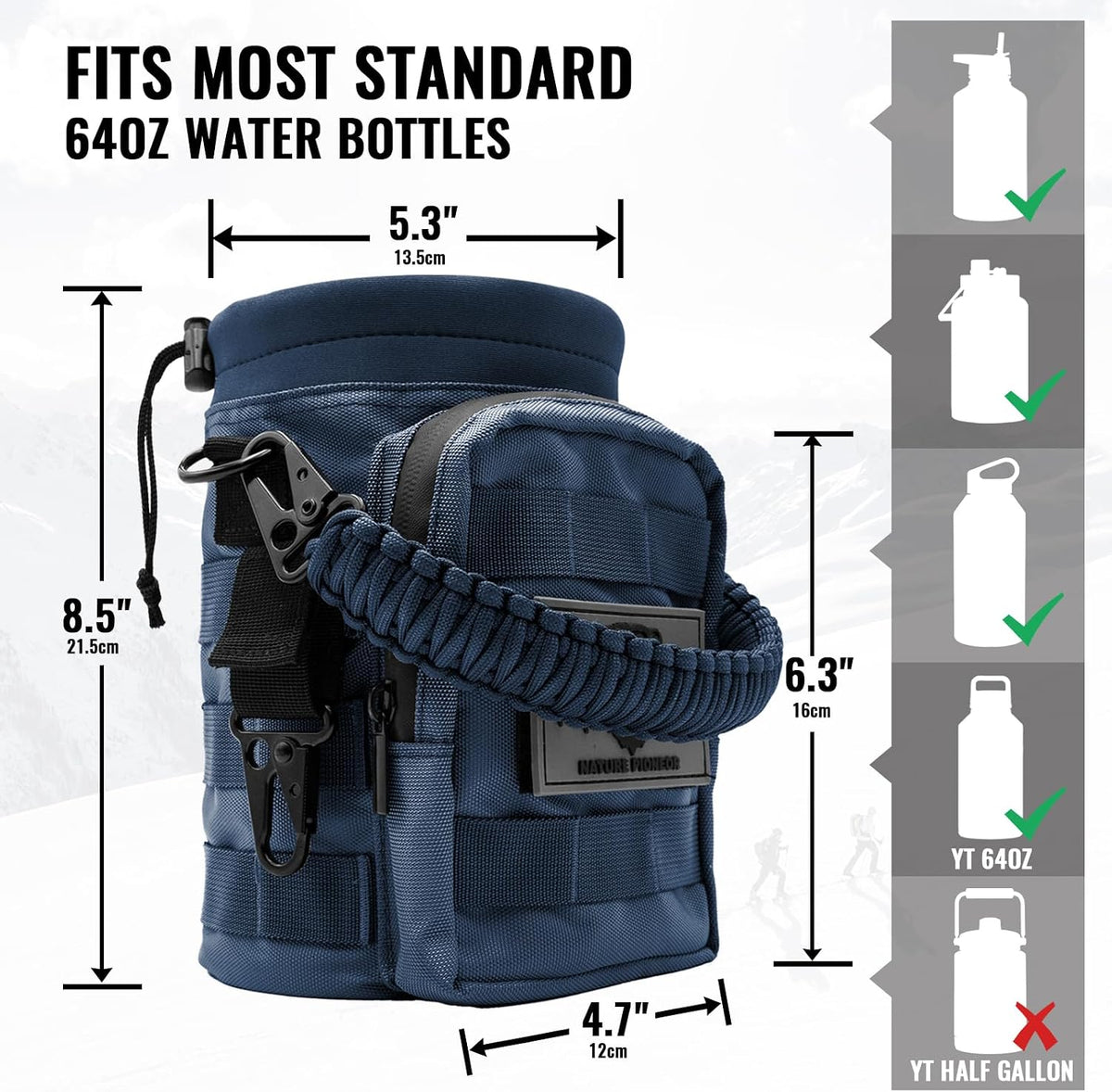32 64 128oz Tactical Water Bottle Pouch, MOLLE Bottle Holder