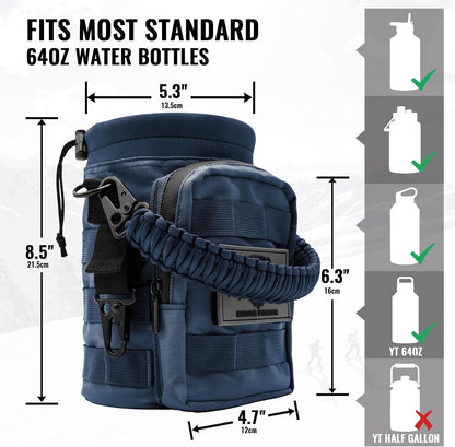 32 64 128oz Tactical Water Bottle Pouch, MOLLE Bottle Holder
