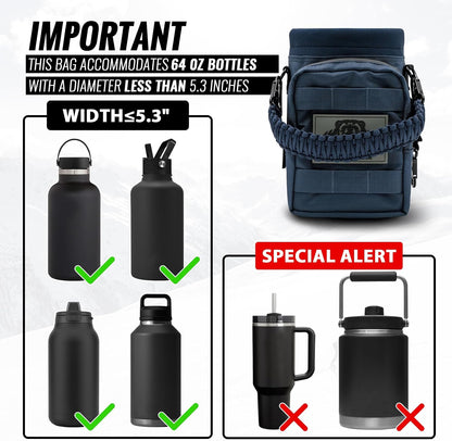 32 64 128oz Tactical Water Bottle Pouch, MOLLE Bottle Holder