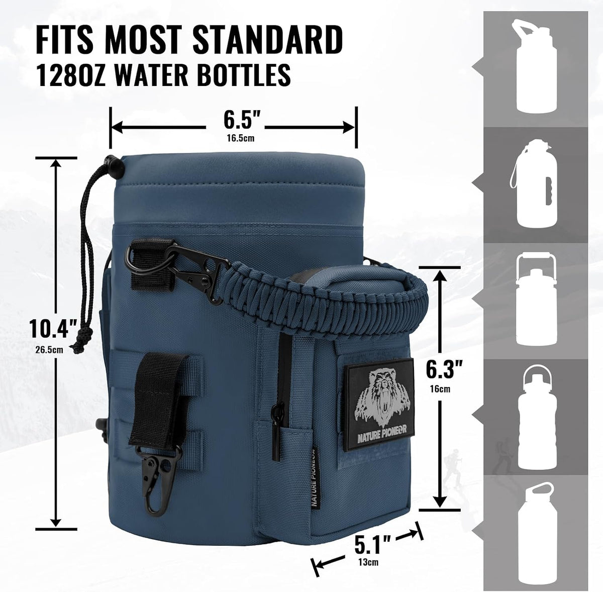 32 64 128oz Tactical Water Bottle Pouch, MOLLE Bottle Holder