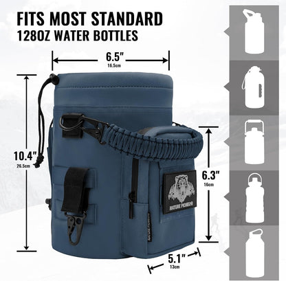 32 64 128oz Tactical Water Bottle Pouch, MOLLE Bottle Holder