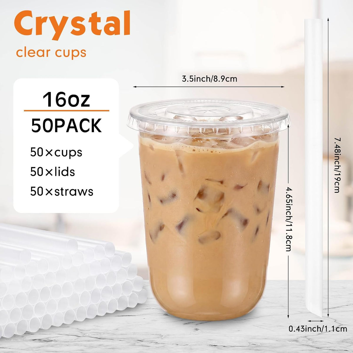 12 Oz Plastic Cups with Lids and Jumbo Straws, Multicolor