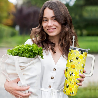 40 oz Daisy Tumbler with Handle and Straw Lid Daisy Themed Gifts for Women Flower Lovers Double Insulated Cup Travel Coffee Mug