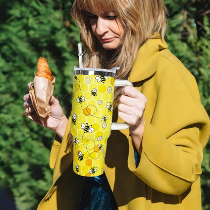 40 oz Daisy Tumbler with Handle and Straw Lid Daisy Themed Gifts for Women Flower Lovers Double Insulated Cup Travel Coffee Mug
