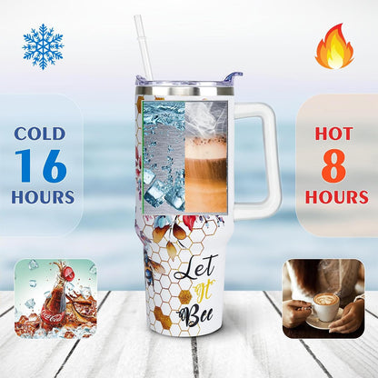 40 oz Daisy Tumbler with Handle and Straw Lid Daisy Themed Gifts for Women Flower Lovers Double Insulated Cup Travel Coffee Mug