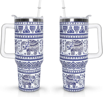 40 oz Daisy Tumbler with Handle and Straw Lid Daisy Themed Gifts for Women Flower Lovers Double Insulated Cup Travel Coffee Mug