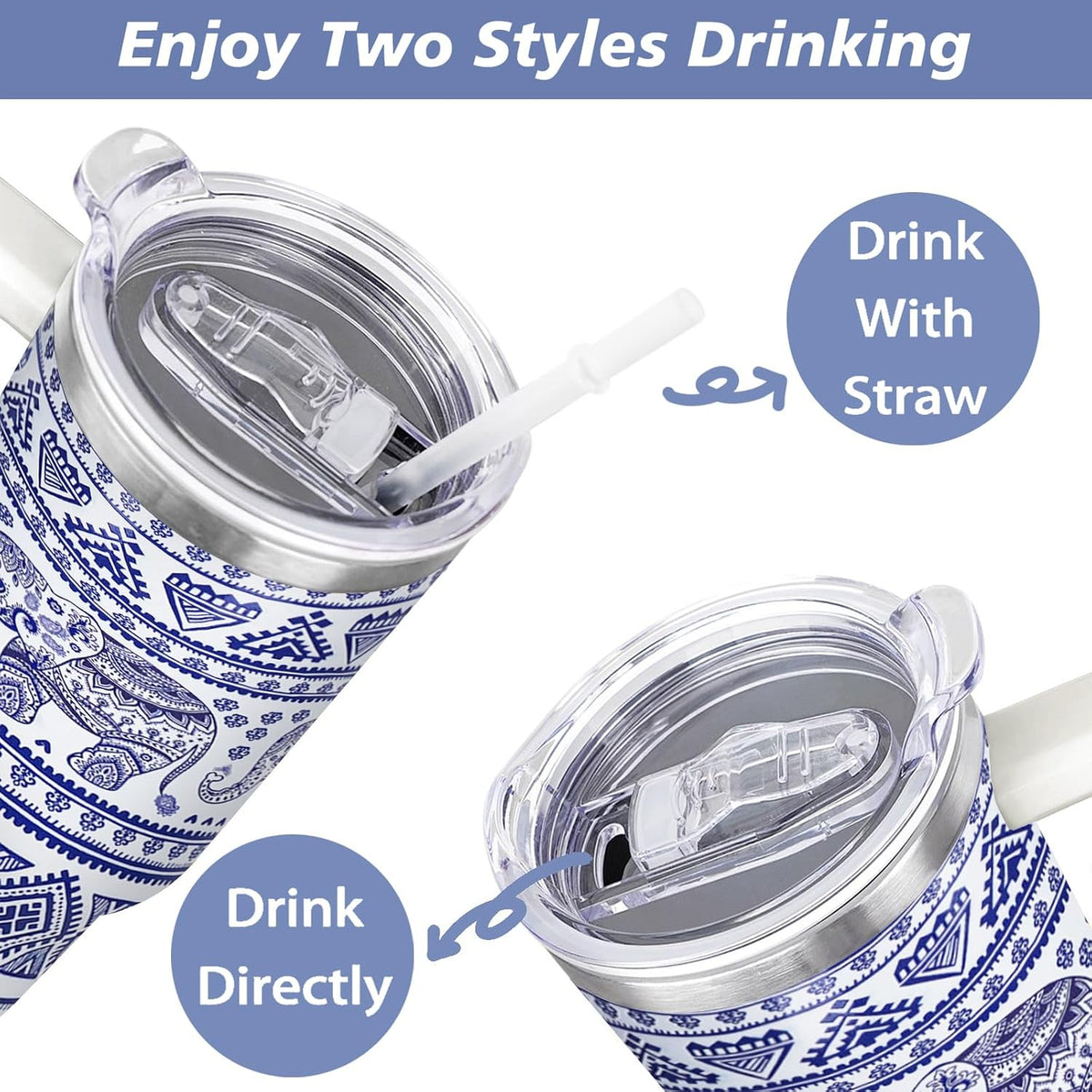 40 oz Daisy Tumbler with Handle and Straw Lid Daisy Themed Gifts for Women Flower Lovers Double Insulated Cup Travel Coffee Mug